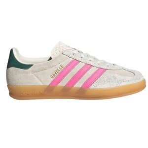 Adidas Gazelle Indoor Sneakers in White/Off White/Lucid Pink Size 7-New!